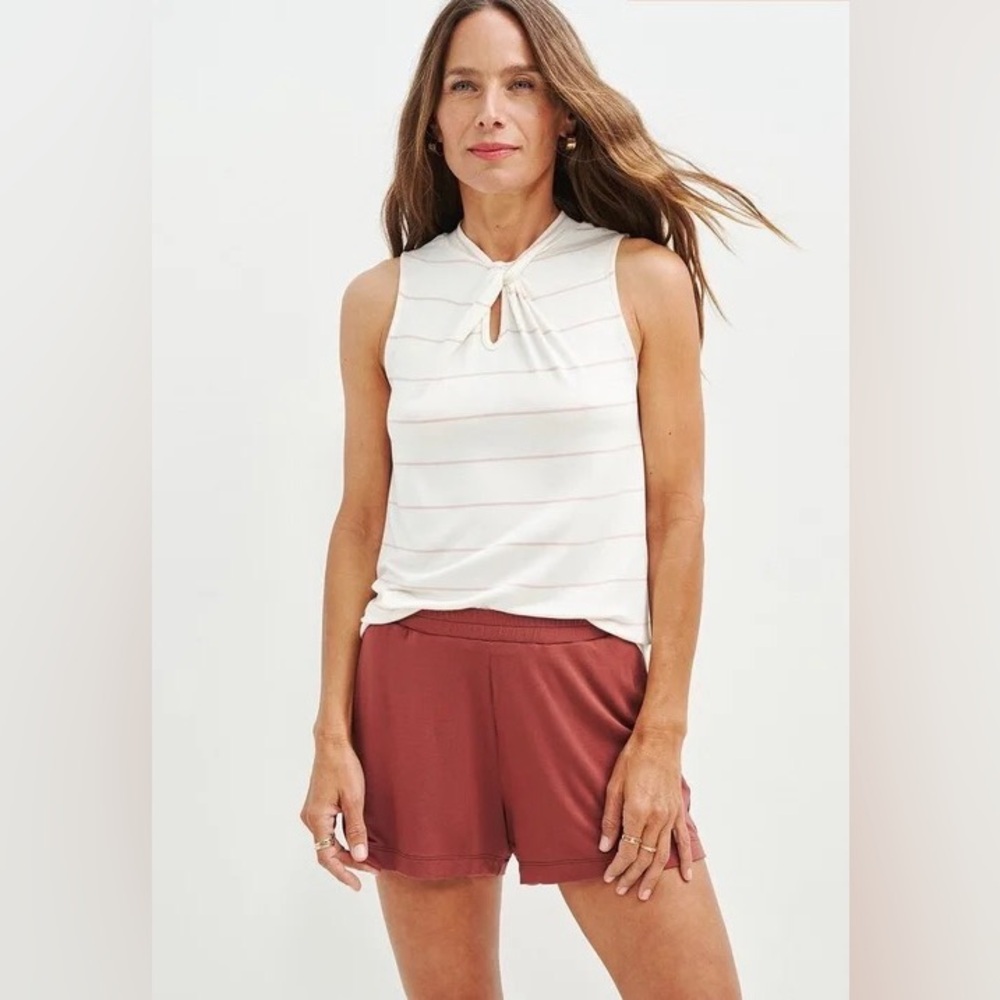 Amour Vert Cream and Pink Striped Tee M like new